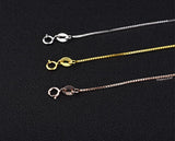 S925 TOP QUALITY Sterling Silver 18K Yellow White Rose Gold Vermeil Box Chain Necklace