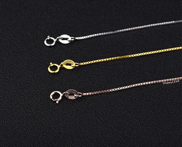 S925 TOP QUALITY Sterling Silver 18K Yellow White Rose Gold Vermeil Box Chain Necklace