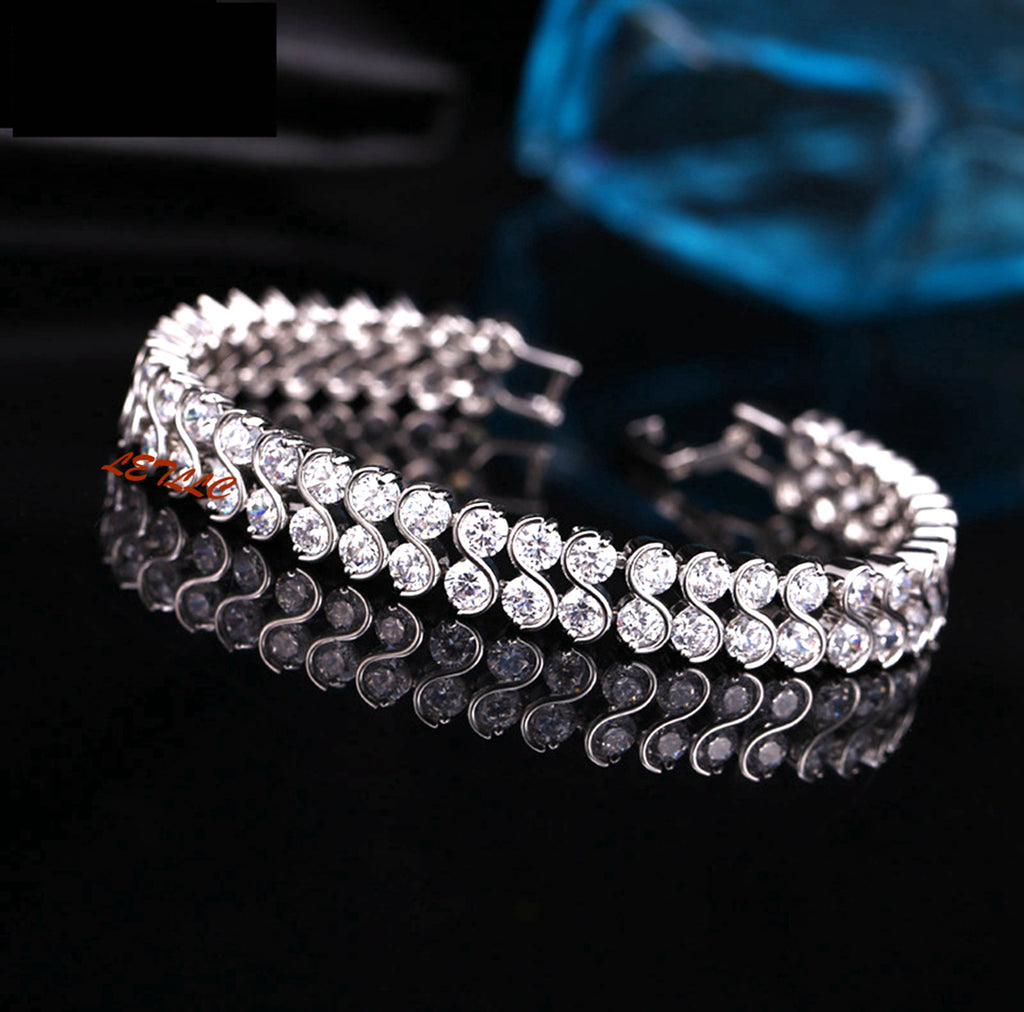 Tennis Bracelet Top Cubic Zirconia Brilliant Cut 20ctw Double-row white 7.5