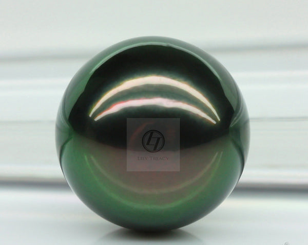 Lily Treacy 10-11mm Tahitian black Pearl Diamond 14K white gold ring sz 7