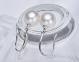 8-9mm Freshwater pearl drop dangle hoop Earrings Sterling Silver CZ bridal white by Lily Treacy