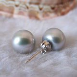 Lily Treacy 8-9mm Silver Gray Freshwater Pearl Stud Earring Sterling Silver Back