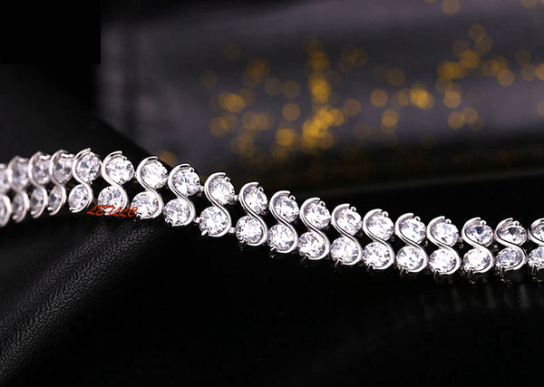 Tennis Bracelet Top Cubic Zirconia Brilliant Cut 20ctw Double-row white 7.5" Bridal by Lily Treacy