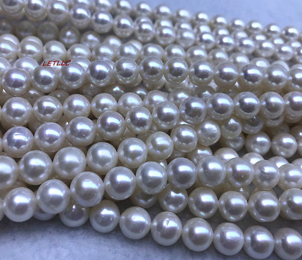8.5-9.5mm White Freshwater Pearl Strand Necklace 18" Magnetic clasp wedding bridal