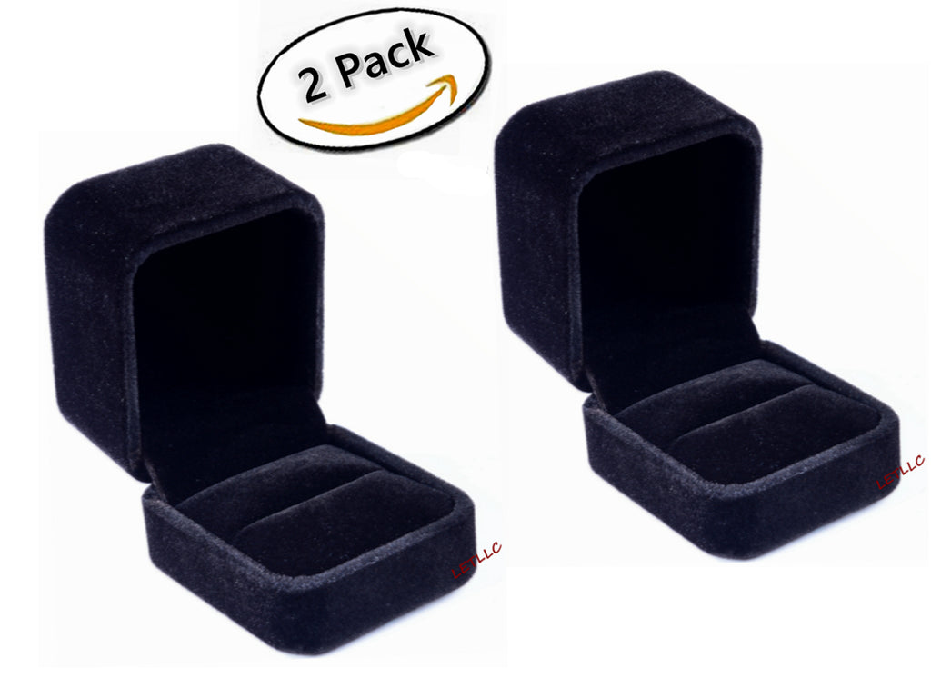 Lily Treacy Deluxe Black Velvet Ring Stud Earrings Or Bracelet Watch Chain box 2 Pack