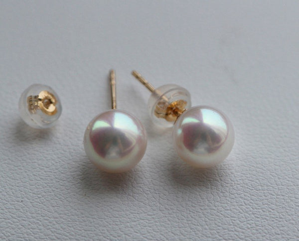 Japanese Akoya Saltwater Pearl 18K Solid yellow, white or rose gold Stud Earrings 8.5-9mm; 9-9.5mm or 9.5-10mm Bridal June birthstone by Lily Treacy