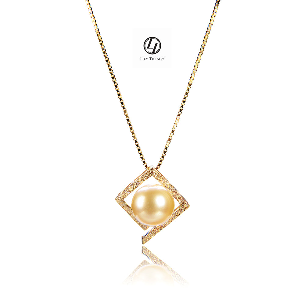 Lily Treacy 10-11mm Golden South Sea Pearl 14K Maria Pendant with Yellow Gold vermeil Chain