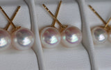 Japanese Akoya Saltwater Pearl 18K Solid yellow, white or rose gold Stud Earrings 8.5-9mm; 9-9.5mm or 9.5-10mm Bridal June birthstone by Lily Treacy