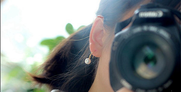 Akoya Pearl Drop Dangle Hook Earrings 18K Solid Gold white bridal 7.5-8, 8-8.5, 8.5-9, 9-9.5, 9.5-10mm by Lily Treacy