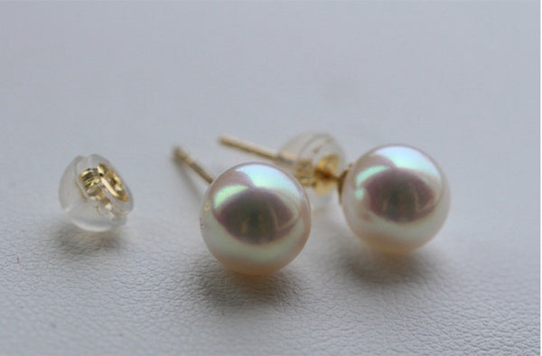 Japanese Akoya Saltwater Pearl 18K Solid yellow, white or rose gold Stud Earrings 8.5-9mm; 9-9.5mm or 9.5-10mm Bridal June birthstone by Lily Treacy