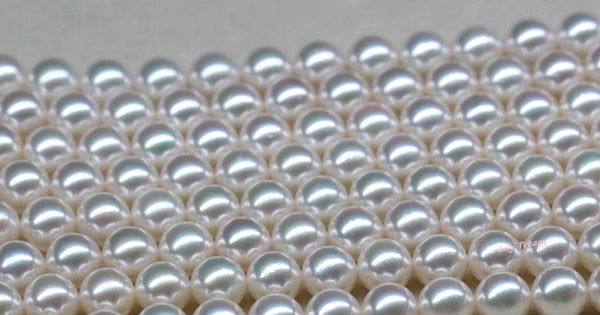 Japanese Akoya Pearl Necklace UNSTRUNG 7-7.5mm/ 7.5-8mm / 8-8.5mm / 8.5-9mm / 9-9.5mm / 9.5-10mm fully drilled Strand WITHOUT clasp for DIY