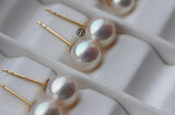 Japanese Akoya Saltwater Pearl 18K Solid yellow, white or rose gold Stud Earrings 8.5-9mm; 9-9.5mm or 9.5-10mm Bridal June birthstone by Lily Treacy