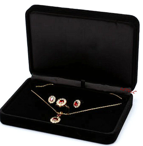 Deluxe Large Jewelry Set Gift box Black Beige(white) Velvet for Necklace Earrings Rings or Pearl Set