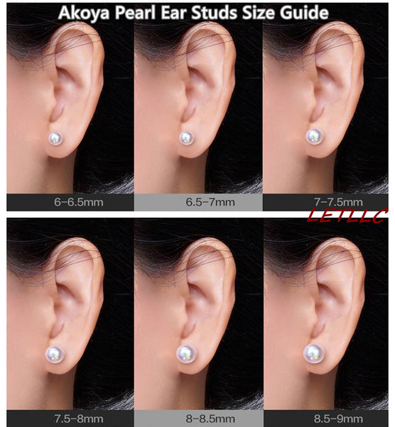 Lily Treacy White Japan Akoya Saltwater Pearl 18K Solid Yellow Gold Stud Earrings 5.5-6mm; 7-7.5mm