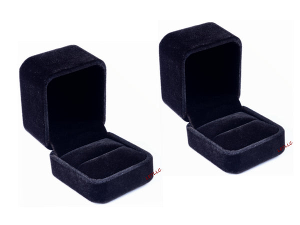 Lily Treacy Deluxe Black Velvet Ring Stud Earrings Or Bracelet Watch Chain box 2 Pack