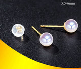 Lily Treacy White Japan Akoya Saltwater Pearl 18K Solid Yellow Gold Stud Earrings 5.5-6mm; 7-7.5mm