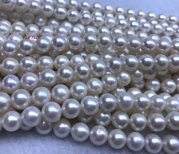 2-8mm High Luster Round Pearl Beads, Undrilled Pearl, Genuine Natural White  Round Freshwater Loose Pearl No Hole PB896