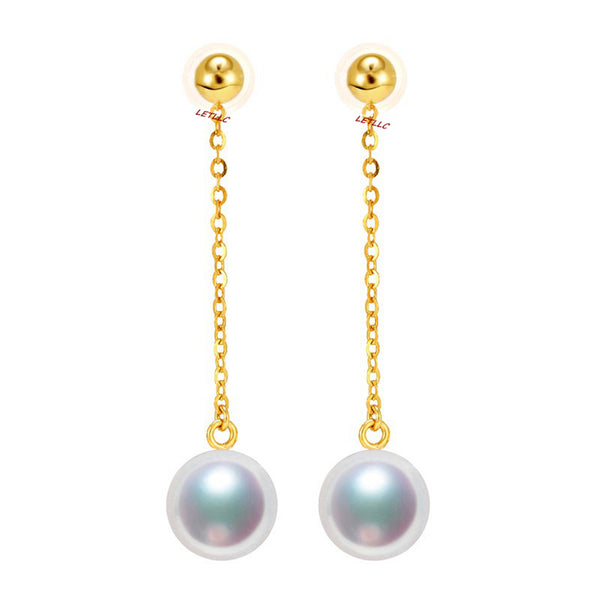 Lily Treacy Japanese Akoya pearl drop earrings solid gold ear studs pendant combo bridal 7.5-8mm