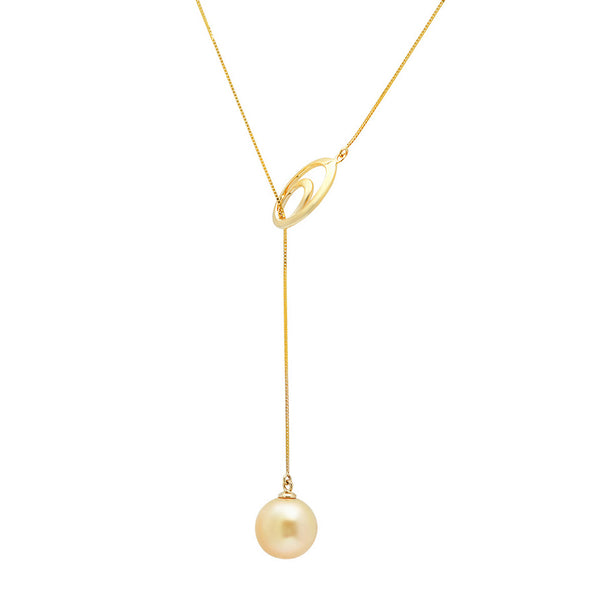 Lily Treacy 10-11mm Golden South Sea Pearl 18K Yellow Gold Pendant Necklace Up to 20"