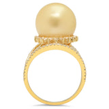 LILY TREACY 13-14MM GOLDEN SOUTH SEA PEARL DIAMOND LILLIAN RING