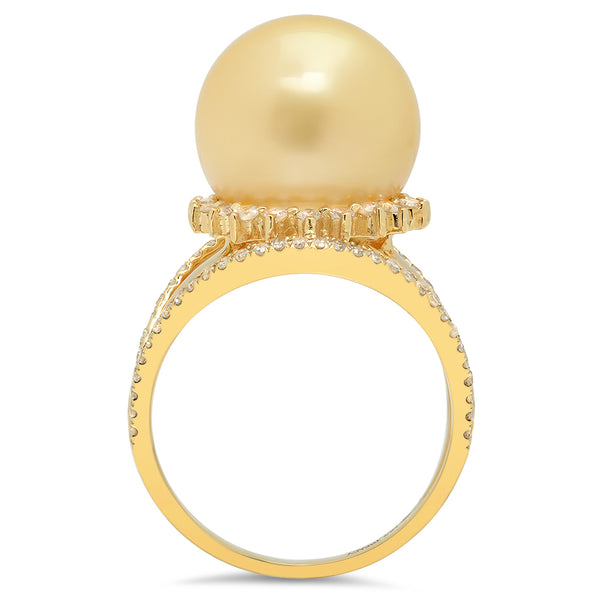 LILY TREACY 13-14MM GOLDEN SOUTH SEA PEARL DIAMOND LILLIAN RING