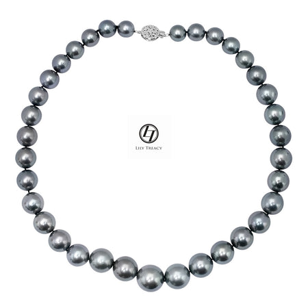 Lily Treacy 11-12mm Top Quality white Freshwater pearl necklace strand with 14K solid gold clasp 18″