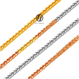 18K Solid White Gold THICK Diamond-cut Square Spiga Wheat Chain 18