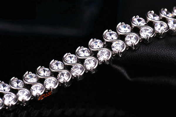 Tennis Bracelet Top Cubic Zirconia Brilliant Cut 20ctw Double-row white 7.5" Bridal by Lily Treacy
