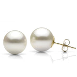 8-9mm Freshwater Pearl earrings 18K Solid Gold Stud Earrings White