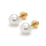 8-9mm Freshwater Pearl earrings 18K Solid Gold Stud Earrings White