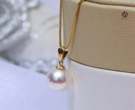 Akoya Pearl Drop Dangle Hook Earrings 18K Solid Gold white bridal 7.5-8, 8-8.5, 8.5-9, 9-9.5, 9.5-10mm by Lily Treacy