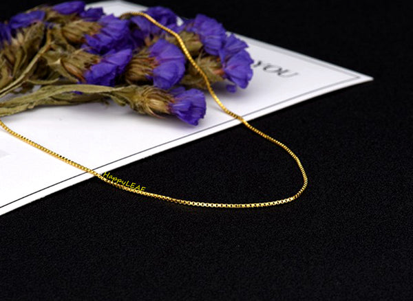 S925 TOP QUALITY Sterling Silver 18K Yellow White Rose Gold Vermeil Box Chain Necklace