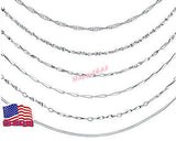 925 Sterling Silver Water Wave Singapore Chain Solid PremiumQuality Necklace 18