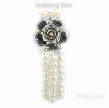 7-8mm white Freshwater Pearl 3 Row Necklace with Mother of Pearl Flower Clasp