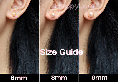 9-10mm Genuine purple Freshwater Pearl Stud Earring w/ Sterling Silver Back gift