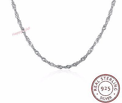 925 Sterling Silver Water Wave Singapore Chain Solid PremiumQuality Necklace 18"
