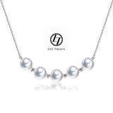 LilyTreacy Akoya Pearls White Gold diamond Station Necklace 18