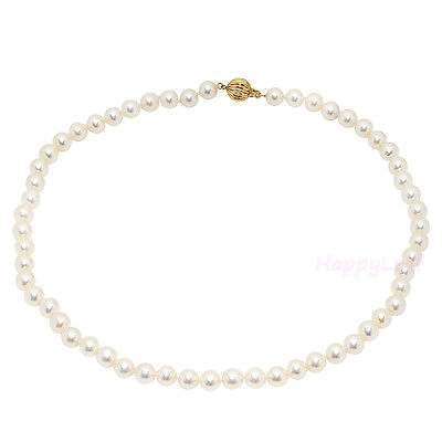 Lily Treacy Japanese Akoya Pearl 14K gold clasp Necklace strand white bridal wedding 18"