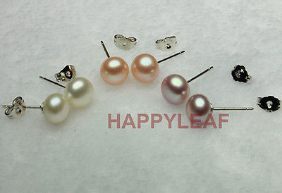 9-10mm Genuine pink Freshwater Pearl Stud Earring w/ Sterling Silver Back gift