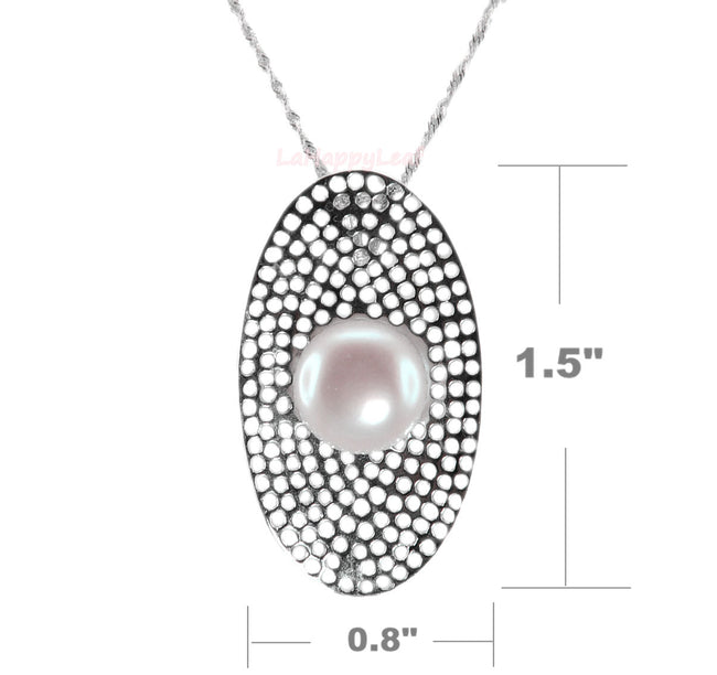 11-12mm White Freshwater Pearl Sterling Silver Pendant Necklace Chain bridal 18"