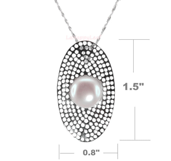 11-12mm White Freshwater Pearl Sterling Silver Pendant Necklace Chain bridal 18"