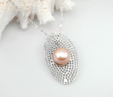 11-12mm White Freshwater Pearl Sterling Silver Pendant Necklace Chain bridal 18