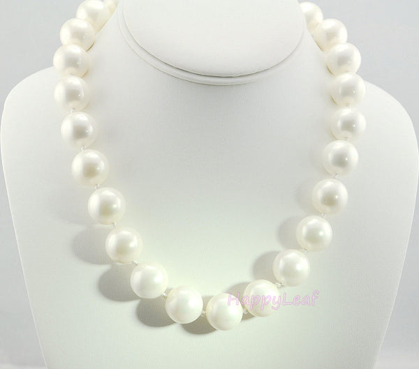 15-16mm Large Top Quality SEASHELL Pearl Strand Necklace white black gold 18"