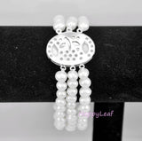 7-8mm Freshwater Pearl 3 Row Bracelet with Mother of Pearl Victorian Cameo