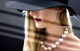 15-16mm Large Top Quality SEASHELL Pearl Strand Necklace white black gold 18