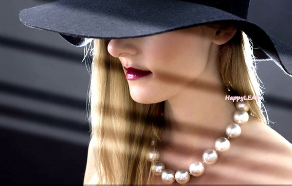 15-16mm Large Top Quality SEASHELL Pearl Strand Necklace white black gold 18"