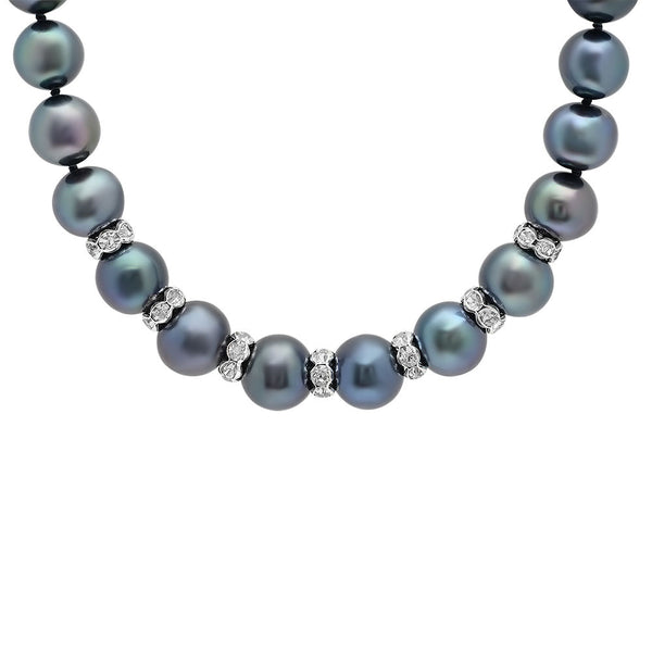 Lily Treacy Black Freshwater Pearl Strand Necklace 18" Wedding Mother of bride