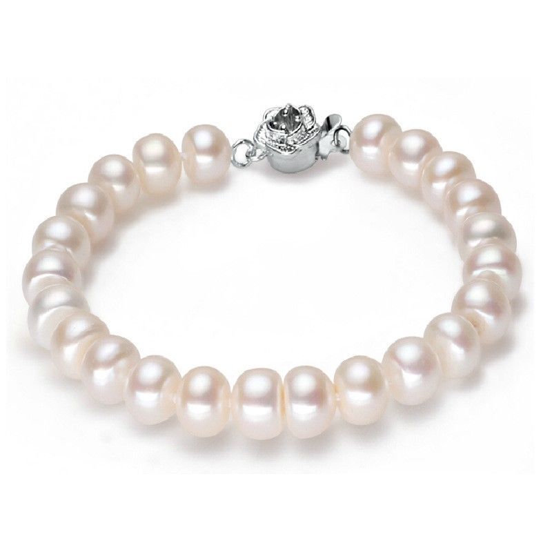 9-10mm Freshwater Pearl Bracelet 925 Sterling Silver Clasp 8.5