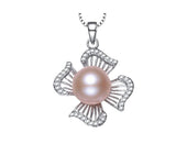 LilyTreacy white black Freshwater Pearl Diamonique 925silver pendant Necklace18