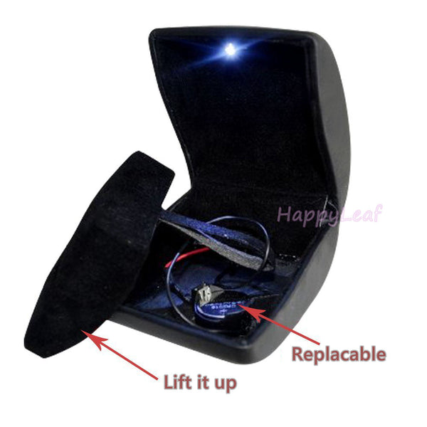 Lily Treacy PU Leather Jewelry Ring earrings box case with LED light, lighted jewelry box for Proposal Engagement